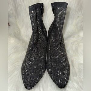 Torrid Black and Silver Heeled Boots with Sparkly Design